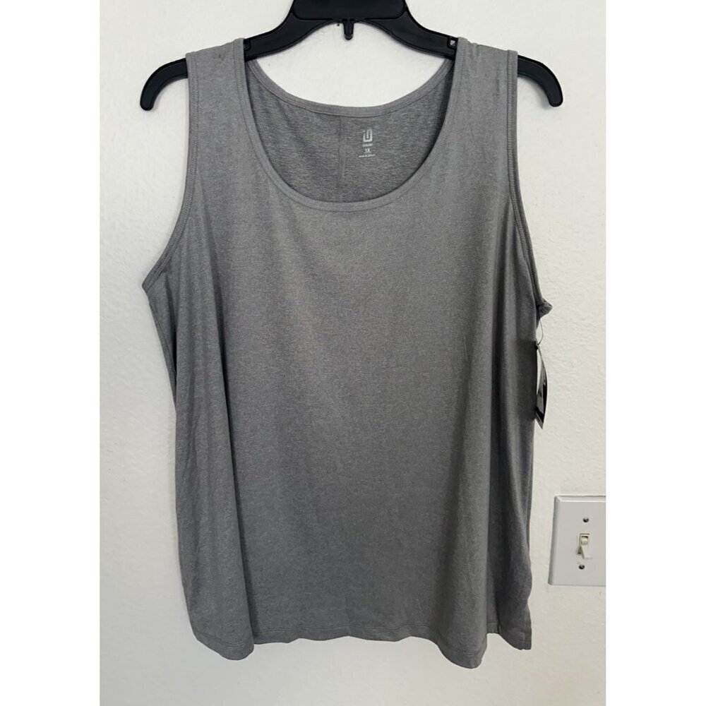 ID Ideology Plus Size Solid Essentials Crewneck Tank Top Women's Storm Gray New - Picture 2 of 10
